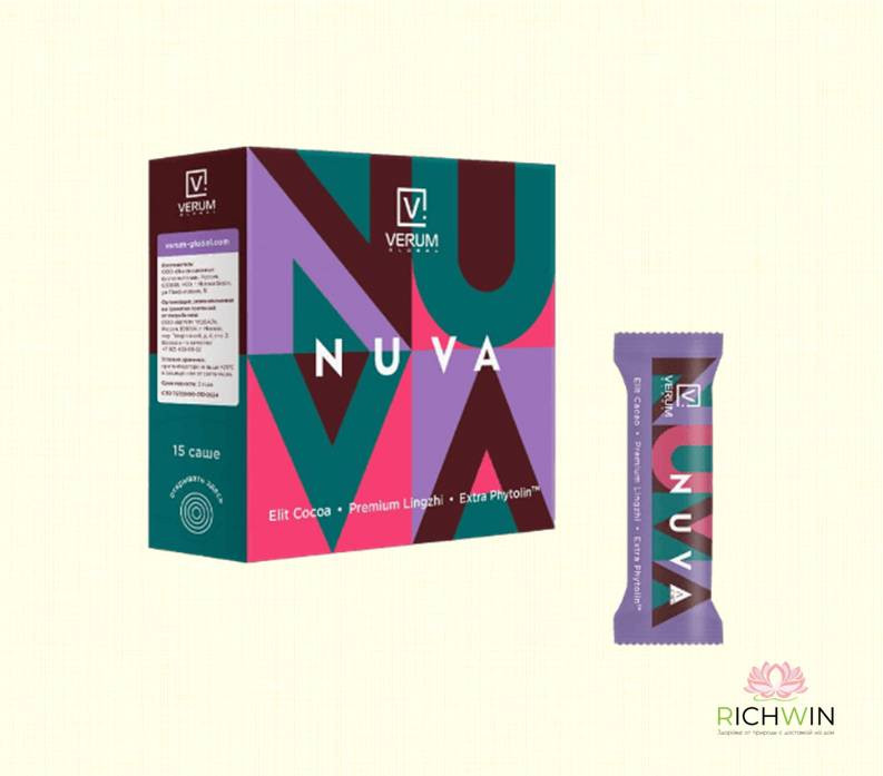 NUVA (Нува), какао с линчжи, упаковка (15 саше)